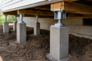 Concrete pier foundation support system