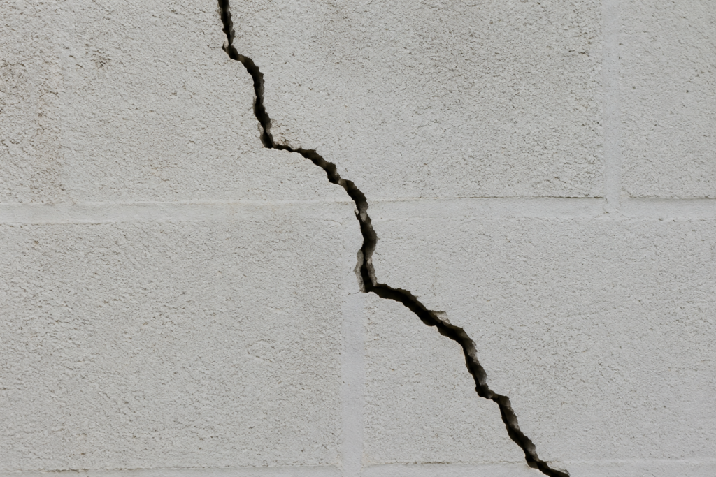 Cracked brick indicating possible foundation movement