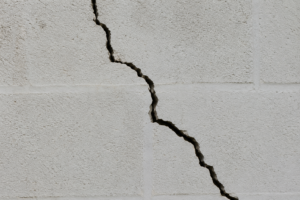 Cracked brick indicating possible foundation movement
