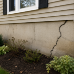 Cracked foundation indicating possible foundation movement