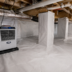 Dehumidifier controlling crawl space humidity