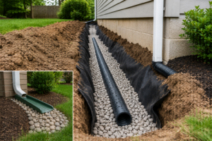 Residential drainage correction near foundation