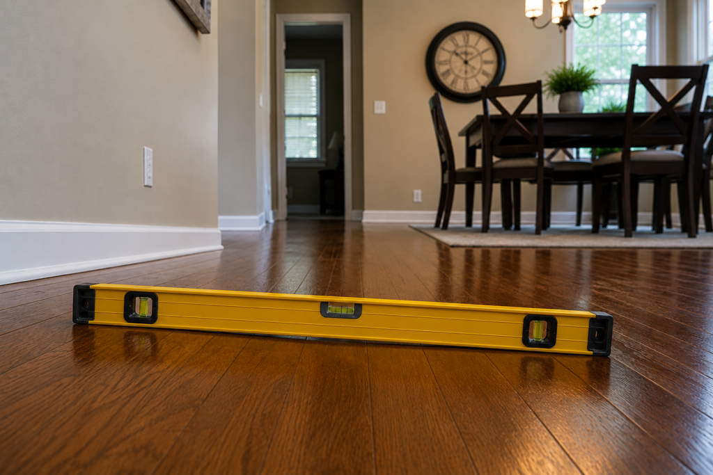 Uneven flooring caused by foundation settlement