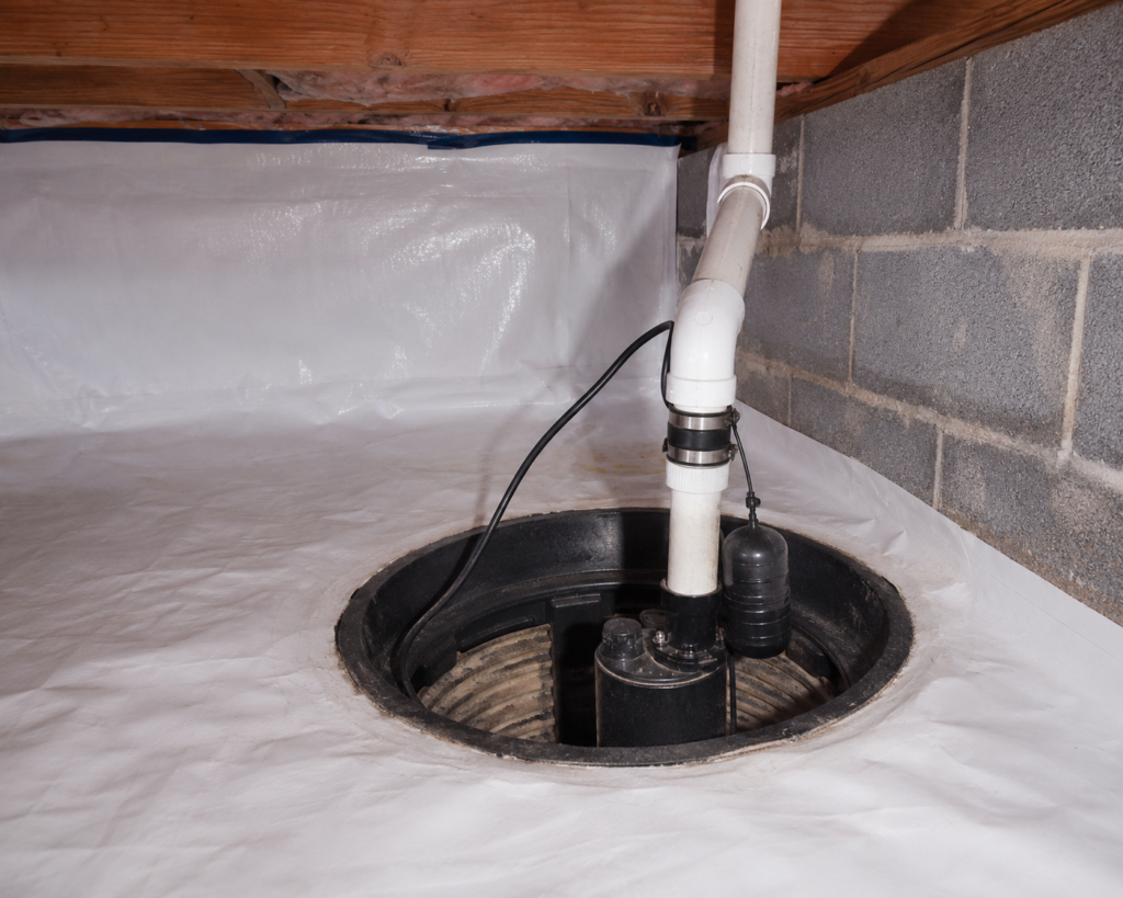 Waterproofing 6 Sump pump protecting crawl space from flooding