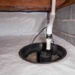 Sump pump protecting crawl space from flooding