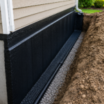 waterproofing applied around the exterior of foundation