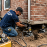 Technician evaluating foundation conditions