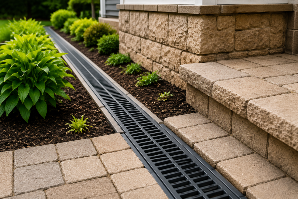Residential channel drain installation