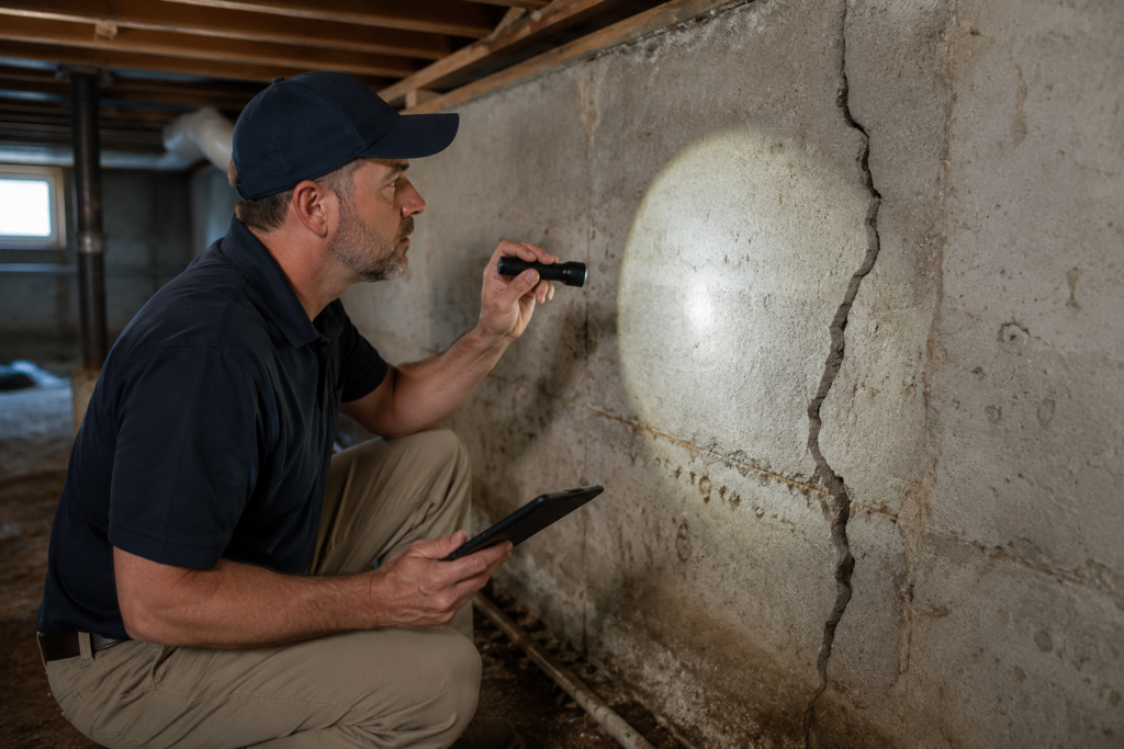 Professional foundation inspection of residential home