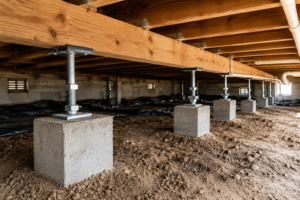 Leveling a pier and beam foundation system