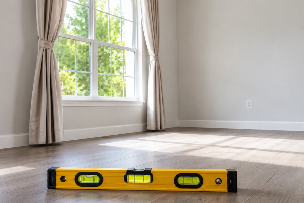 Uneven flooring caused by foundation settlement