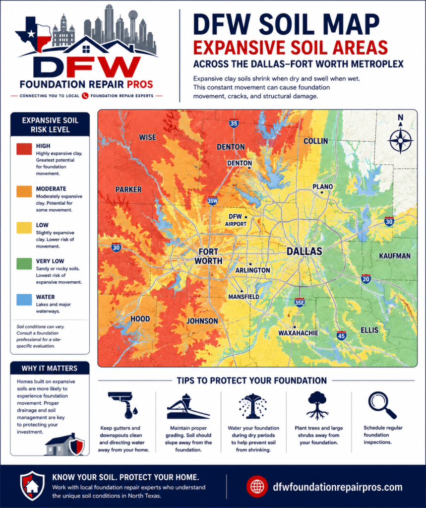 DFW Soil map showing expansive soil locations
