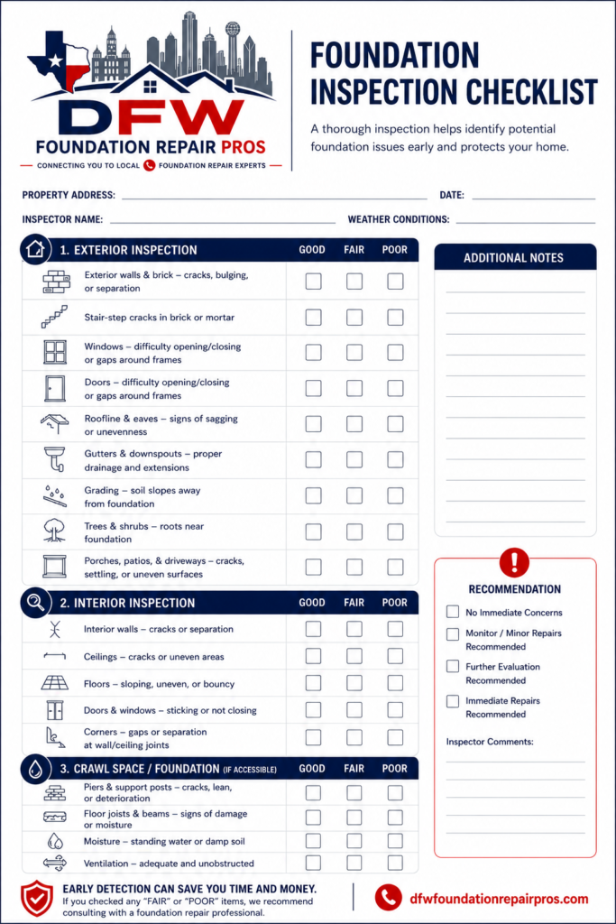 Foundation Inspection Checklist