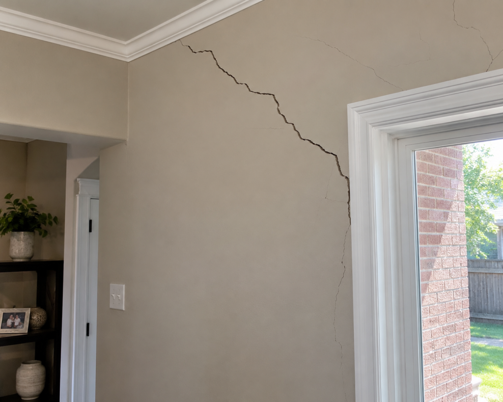 Summer Drought and Foundation Movement in Dallas–Fort Worth 5 Interior wall cracks for foundation repair house