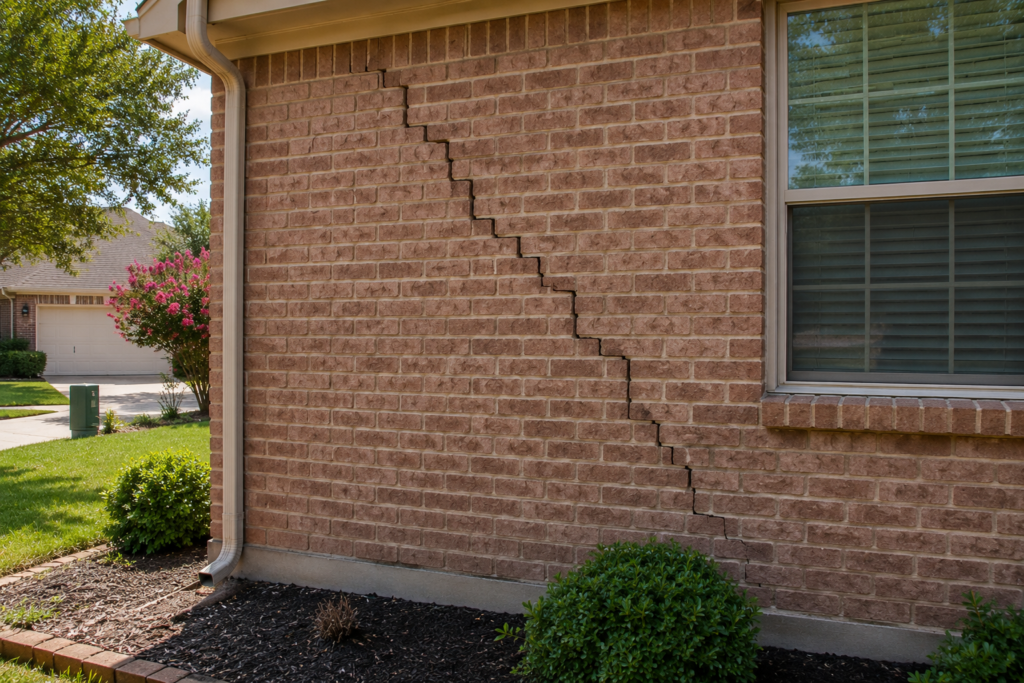 North Texas House with crack in brick needing foundation repair